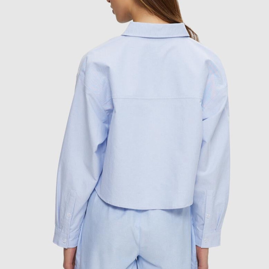 Cropped Oxford Shirt - Blue
