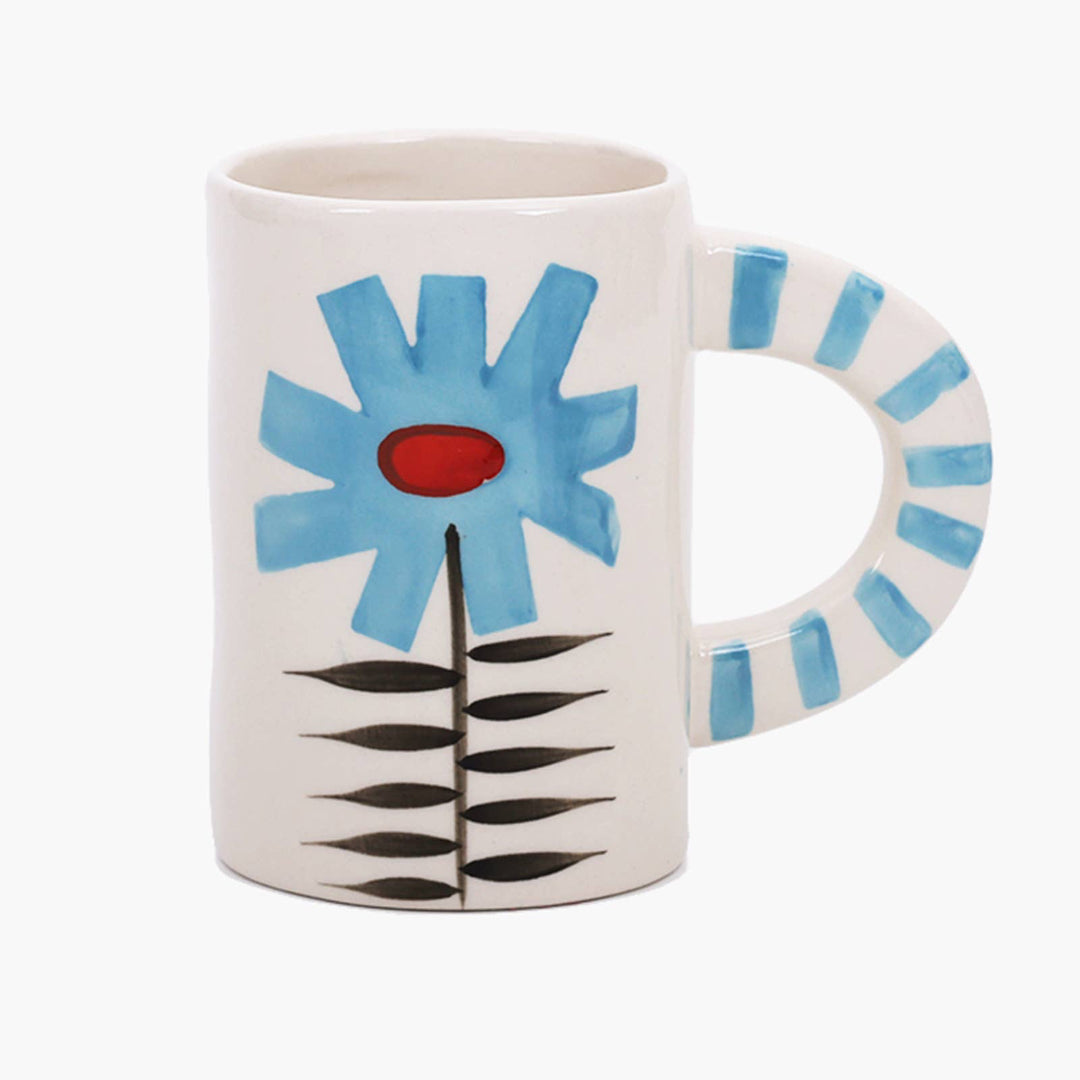 Ceramic Coffee Mug, Blue Flower