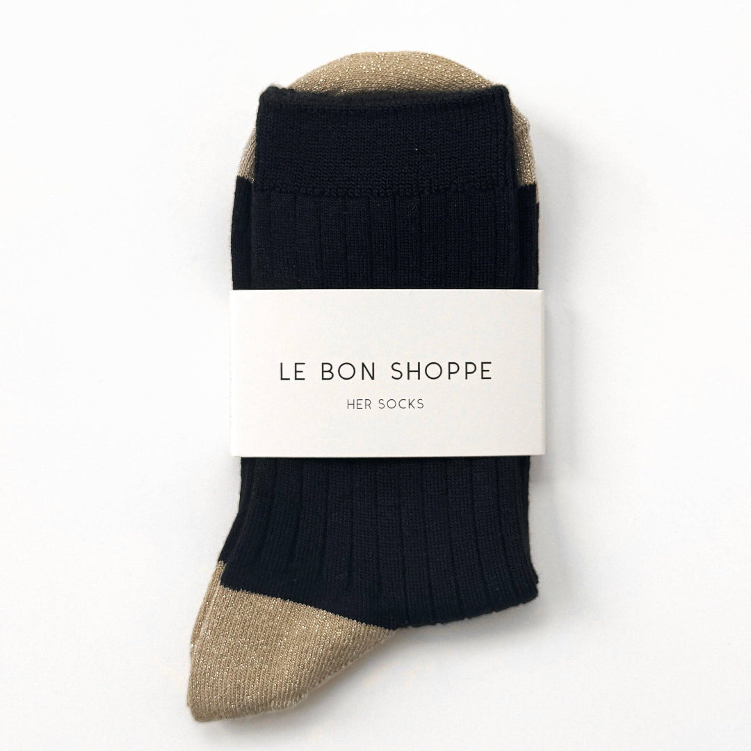 Le Bon Shoppe, Her Glow Socks, Black and Gold