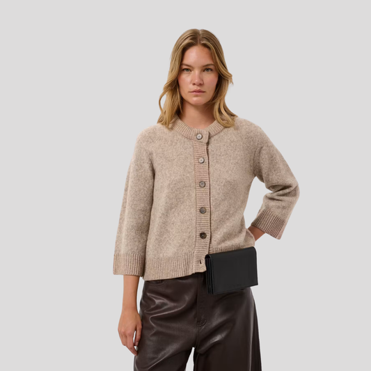 Soaked, Idalia Cardigan, Walnut Melange and Brown
