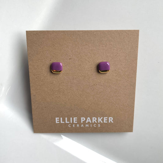 Ellie Parker Ceramics, Square Purple Geometric Ceramic Earrings
