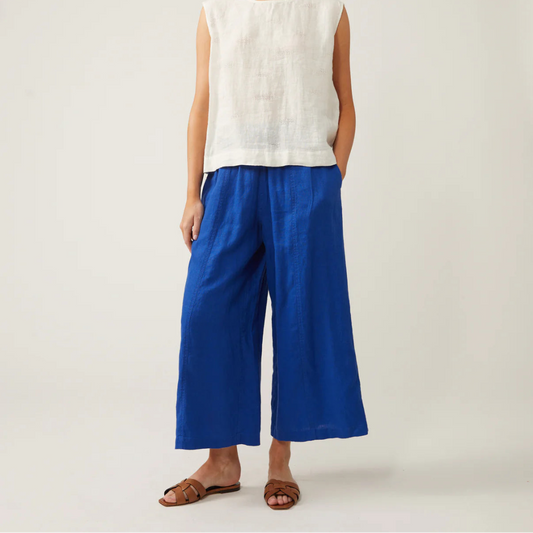 Naif, Domi Pants in Washed Linen, Ocean Blue