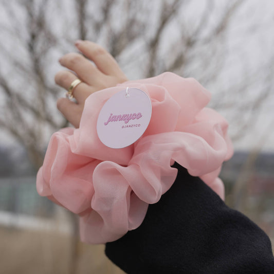 Coral Pink Organza Oversized Scrunchie