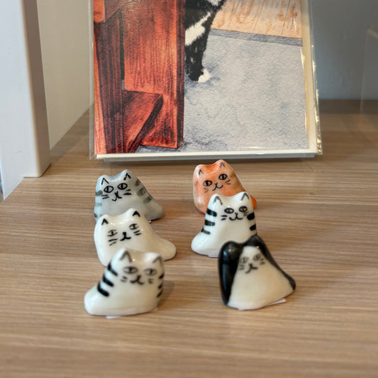 Porcelain Tiny Cat Figurine, Assorted Colors