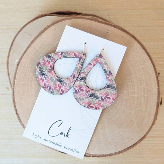 Green and Fuchsia Cork Earrings, Sterling Silver