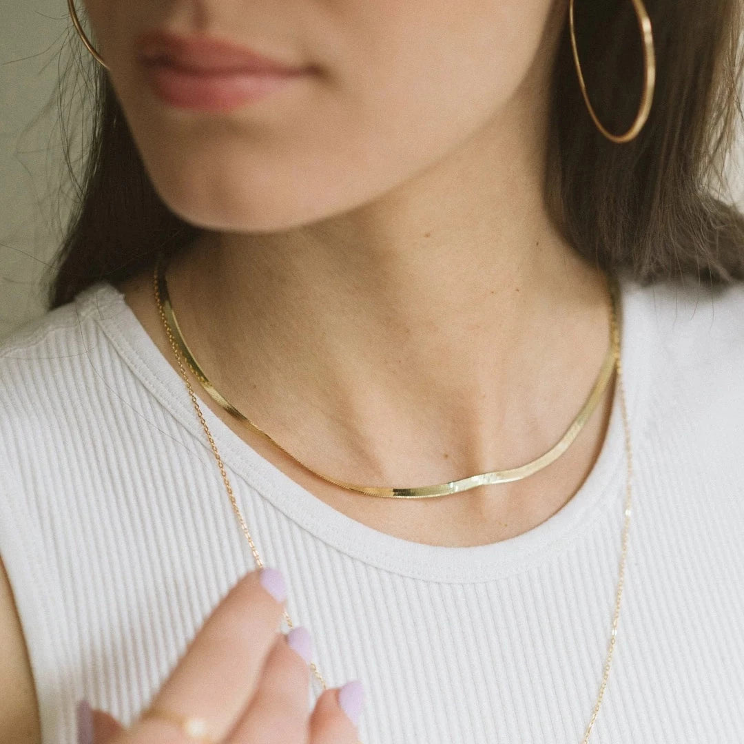Flo Herringbone Chain, 14K Gold Vermeil