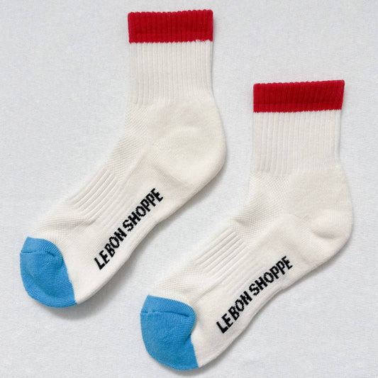 Le Bon Shoppe, Color Block Girlfriend Socks, Blue Red