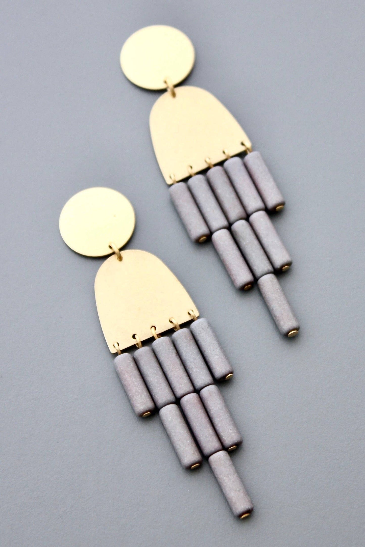 David Aubrey Jewelry, HYLE74 Geometric Gray Post Earrings