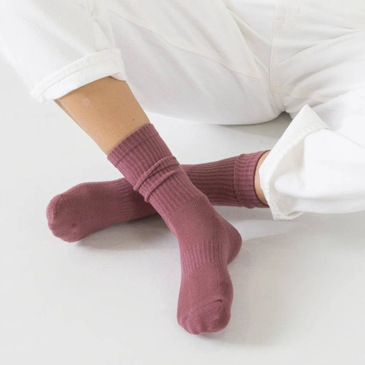 Bondoodle, Women’s Ribbed Crew Socks, Sport/Athletic, Dusty Pink