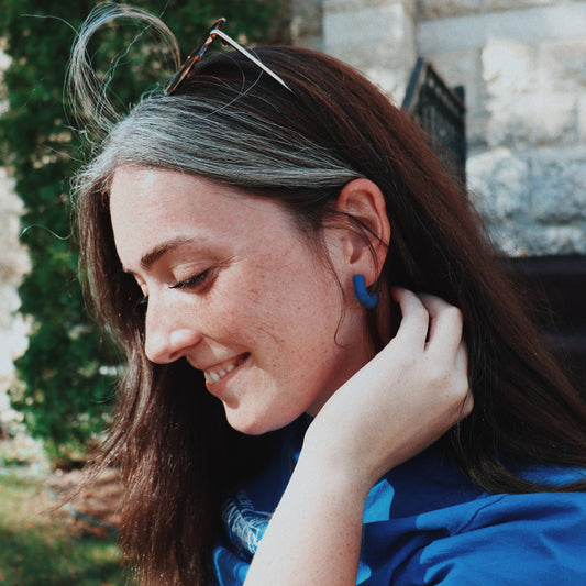 ClayThings Shoppe, Dark Blue Clay Hoops, Simple Clay Hoops