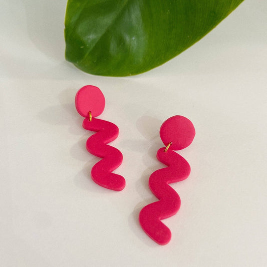 Hot Pink Polymer Clay Earrings