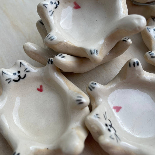 Handmade Ceramic Cat Ring Dish