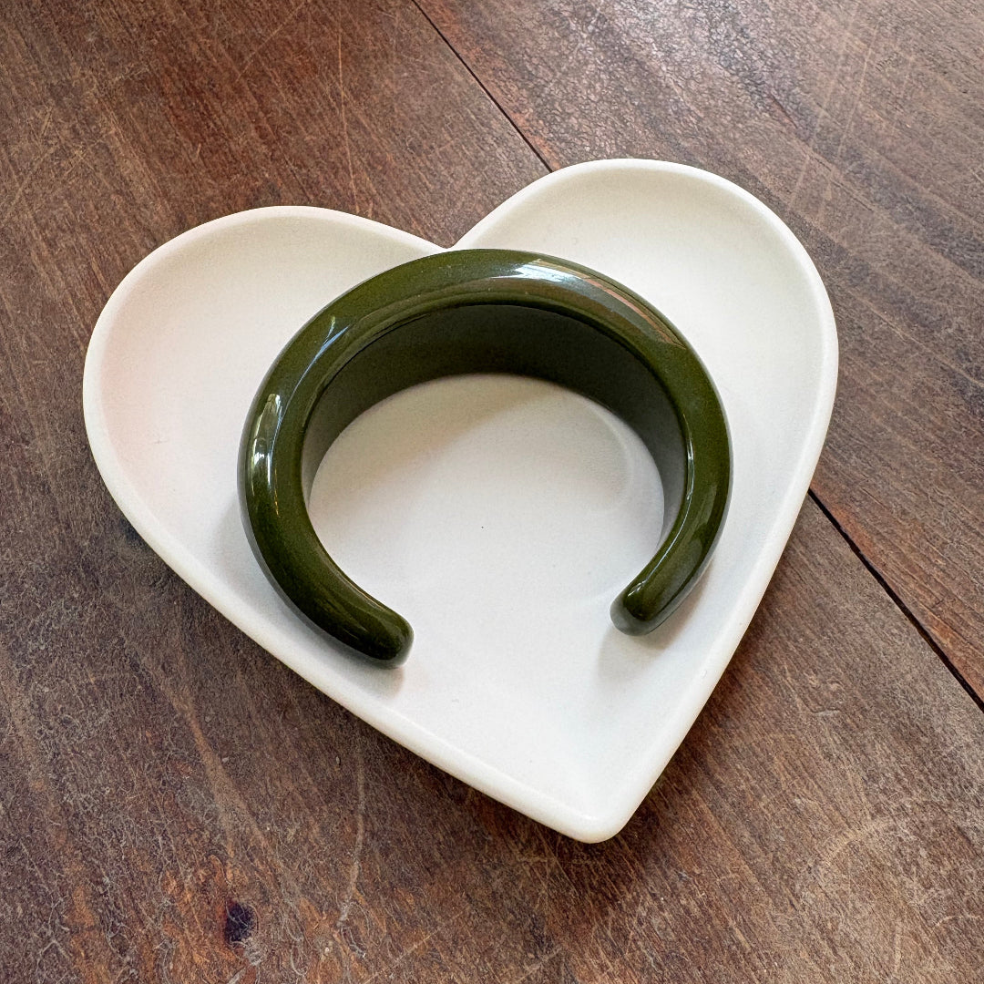 Modern Fable, Acrylic C-Shaped Bangle, Olive
