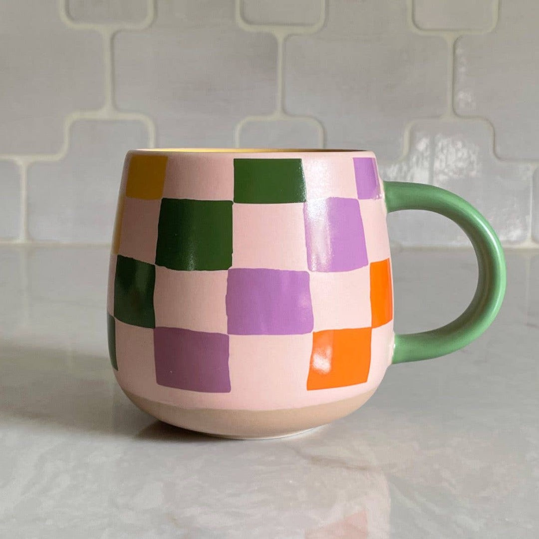 Rainbow Checks Ceramic Mug