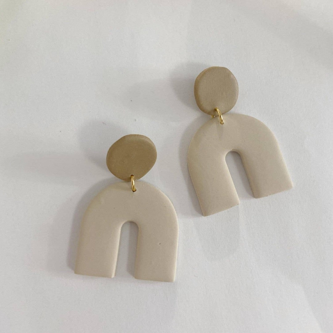 Neutral Two Tone Piper Arch, Polymer Clay Earrings