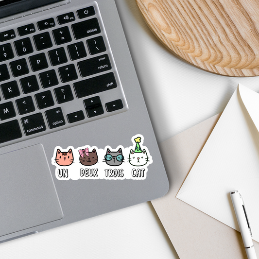 Un Deux Trois Cat, Waterproof Sticker