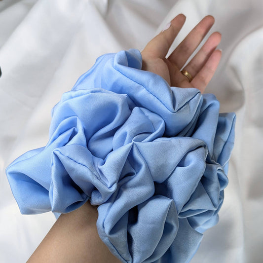 Bright Blue Oversized Silk Scrunchie