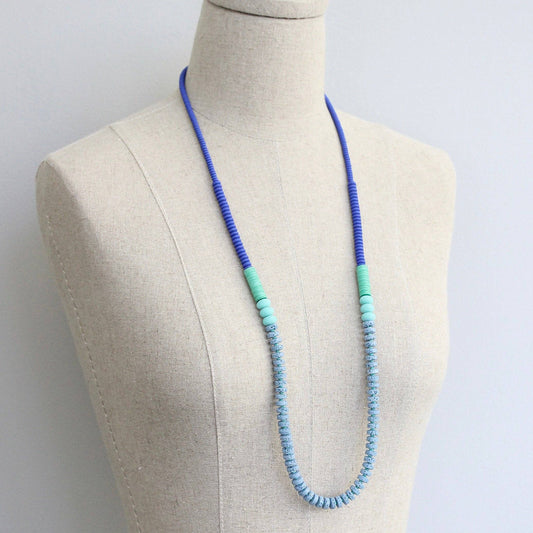 David Aubrey Jewelry, KYL133 Cobalt and Lava Bead Long Necklace