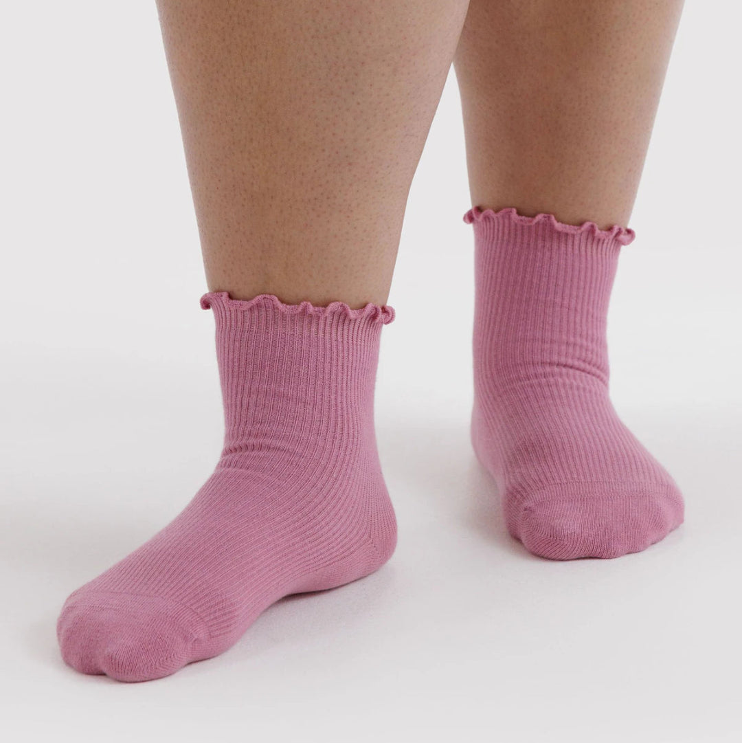 Baggu, Lettuce Edge Sock Set of 2, Wild Plum & Cherry