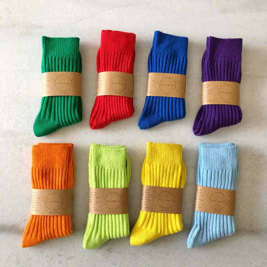 Billy Bamboo, Ribbed Cotton High Socks, Crystal Bright, Various Colours