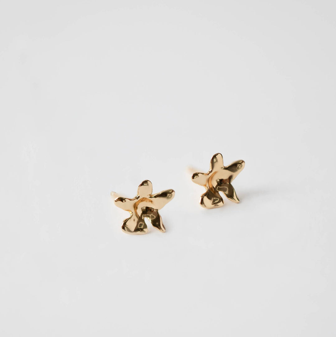 Wolf Circus Jewelry, Flower Studs in Gold