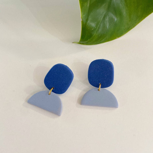 Small Blue Polymer Clay Earrings