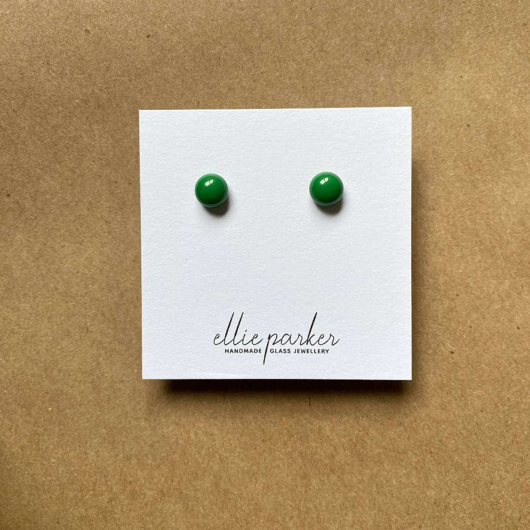 Ellie Parker, Fused Glass Circle Domed Stud Earrings, Various Colours