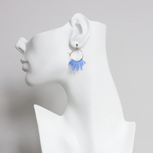 David Aubrey Jewelry, GNDE08, Blue Glass Hoop Earrings