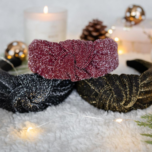 Sparkle Holiday Headband, Gold and Silver