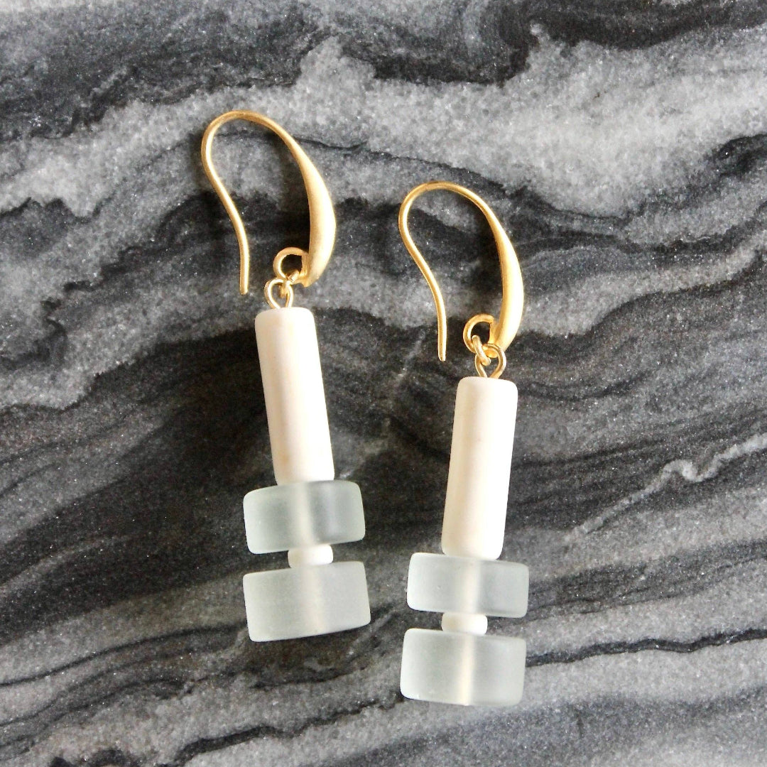 David Aubrey Jewelry, MLNE16 Glass and Magnesite Geometric Earrings