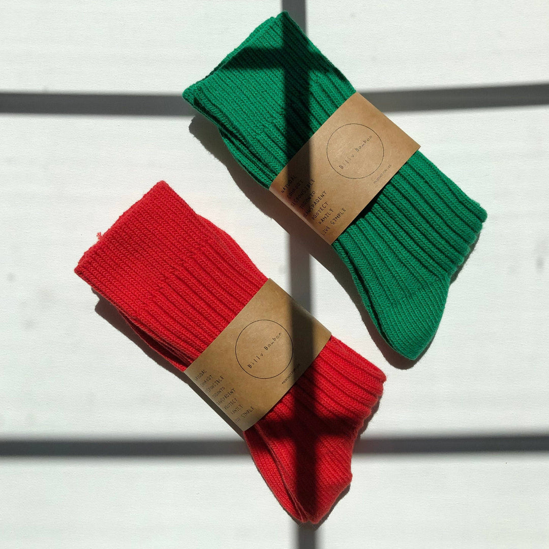 Billy Bamboo, Ribbed Cotton High Socks, Crystal Bright, Various Colours