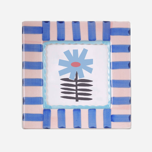Ceramic Picture Frame, Blue Stripe