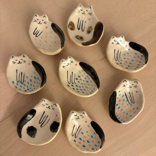 Tiny Handcrafted Ceramic Dish, Creamy Glazed Mini Catchall