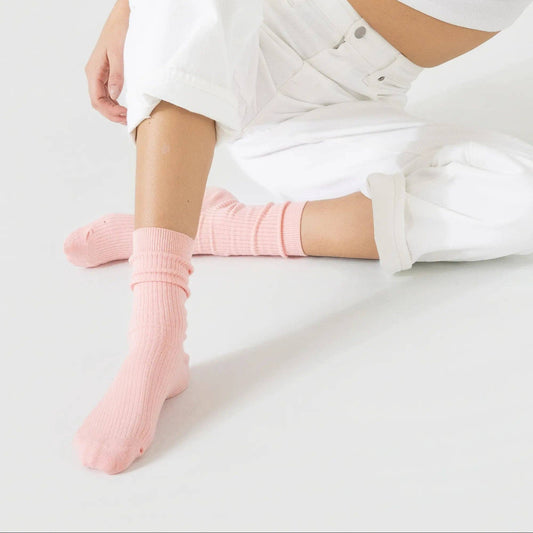 Bondoodle, Women’s Everyday Cotton Crew Socks, Pink