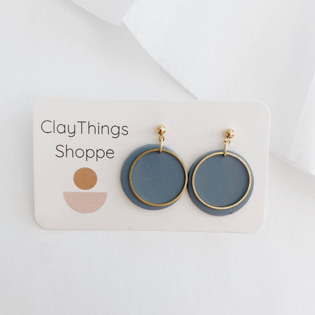 Taylor in Dusty Blue, Polymer Clay Earrings