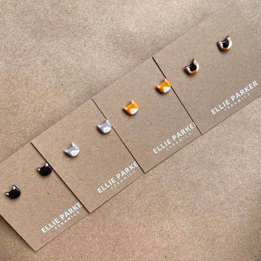 Ellie Parker Ceramics, Ceramic Cat Earrings, Cat Lady