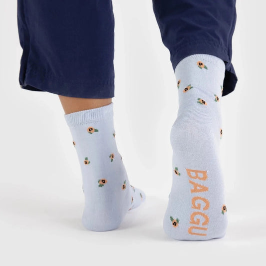 Baggu, Crew Sock, Blue Rosette