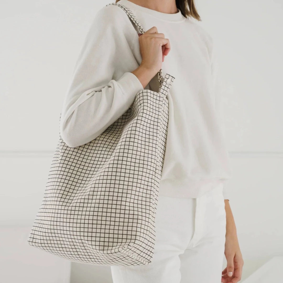 Horizontal Duck Bag - Natural Grid