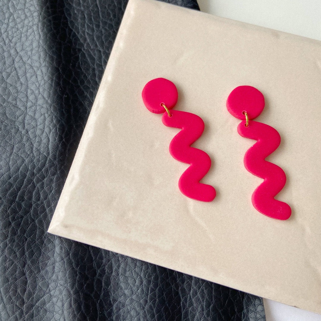 Hot Pink Polymer Clay Earrings
