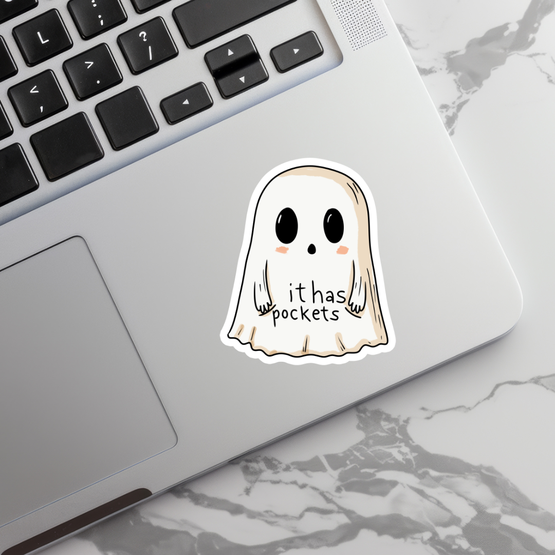 It Has Pockets Ghost, Waterproof Sticker