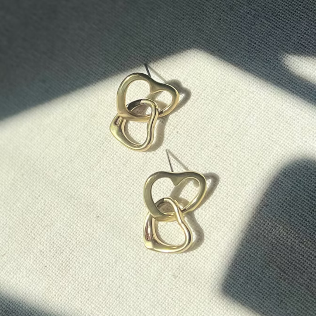 Frug, 14K Goldplate Linked Heart Earrings, FEJ51