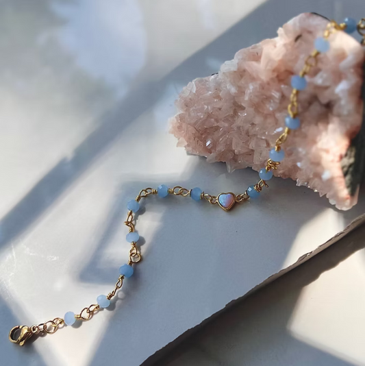 Frug, 14K Goldplate Opal and Glass Bead Bracelet FBJ51