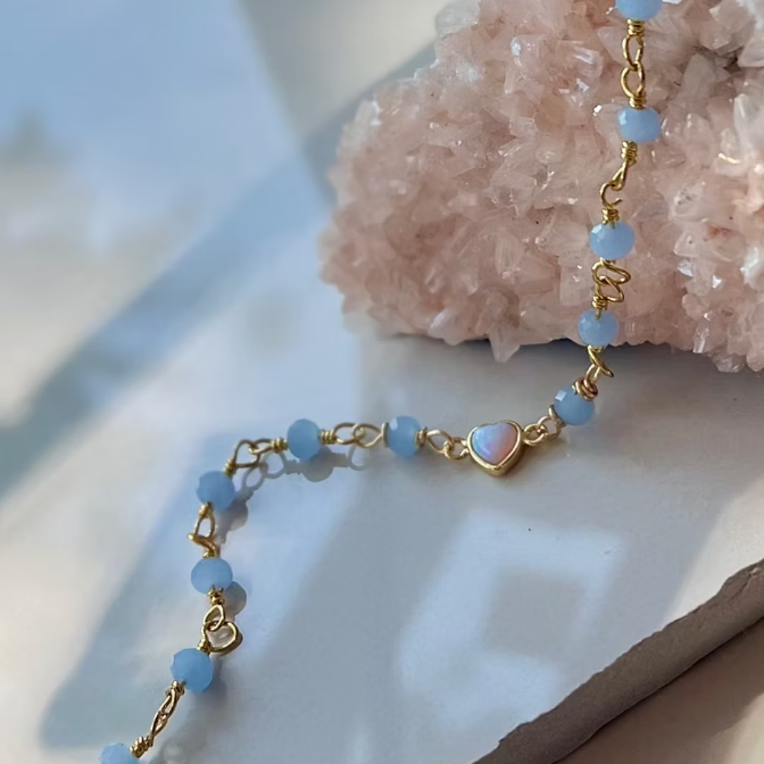 Frug, 14K Goldplate Opal and Glass Bead Bracelet FBJ51
