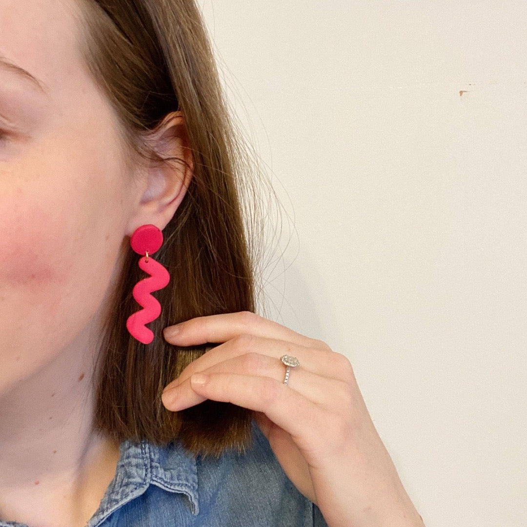 Hot Pink Polymer Clay Earrings
