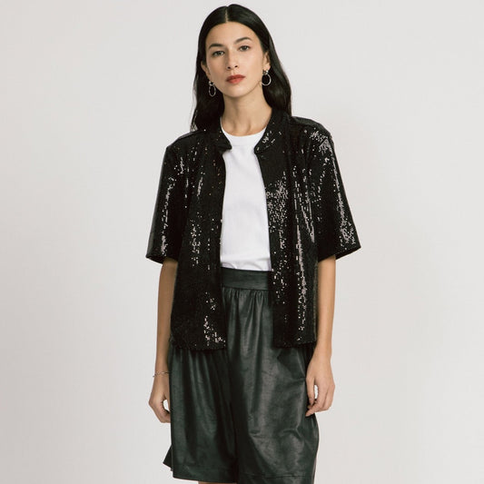 Allison Wonderland, Dahlia Blouse, Black Sequins