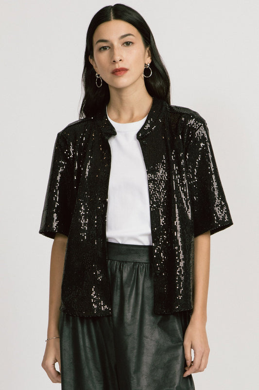 Allison Wonderland, Dahlia Blouse, Black Sequins