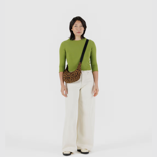 Baggu, Small Nylon Crescent Bag, Leopard