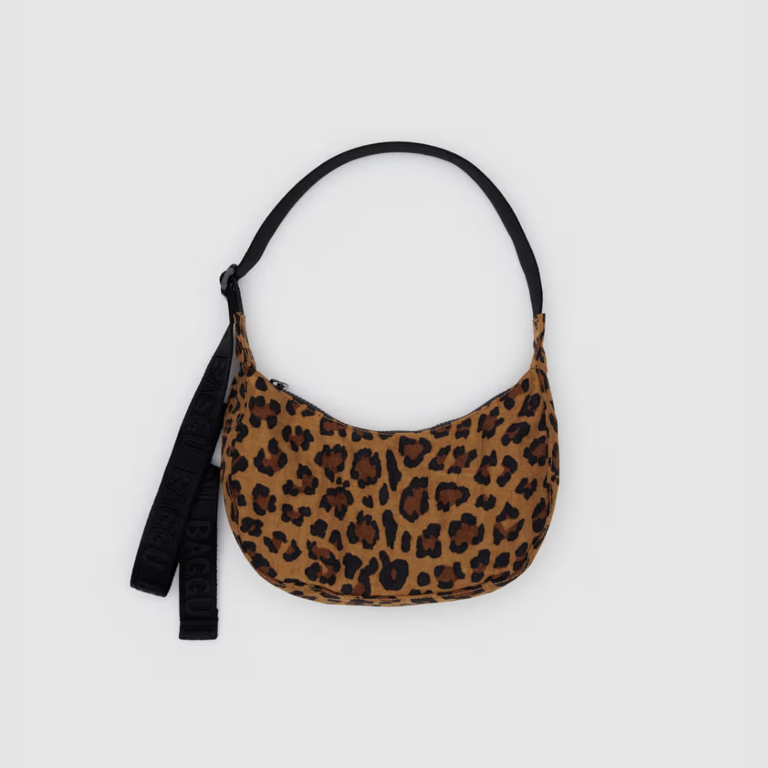 Baggu, Small Nylon Crescent Bag, Leopard