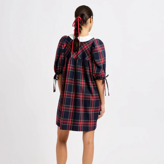 Eliza Faulkner, Evelyn Dress, Navy Plaid