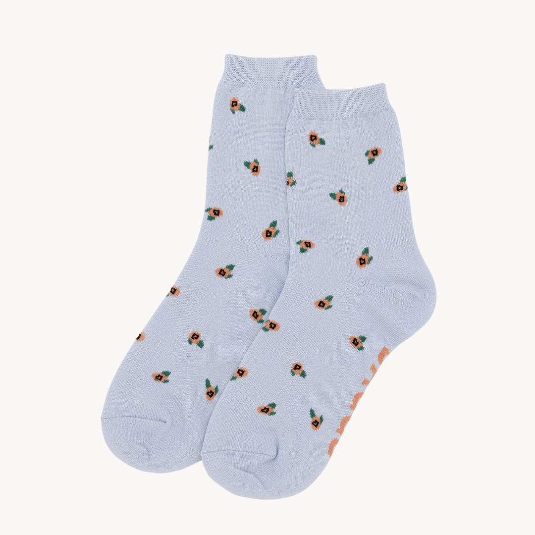 Baggu, Crew Sock, Blue Rosette
